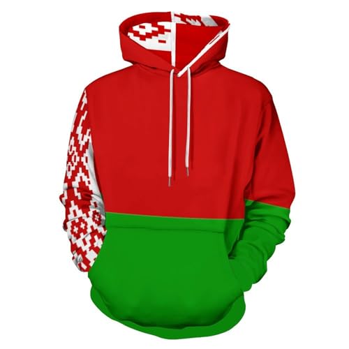 Sweat à capuche drapeau biélorusse unisexe avec poche et manches longues
