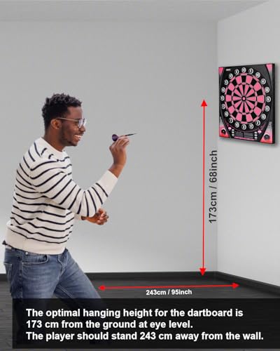 Electronic dartboards for adults, Dartboard electronic with Bright Score Display, Multiple Games, and Durable Design-Perfect for Family Fun and Competitions-Includes Soft Tip with 12 Darts (Pink-Grey) - image 9