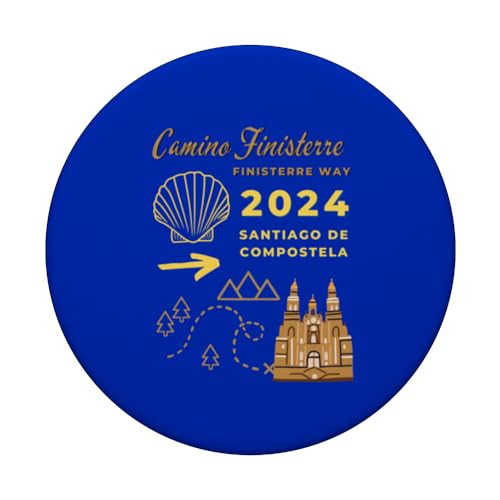 Camino Finisterre Santiago de Compostela Finisterre Way 2024 PopSockets Swappable PopGrip, Black - Image 3