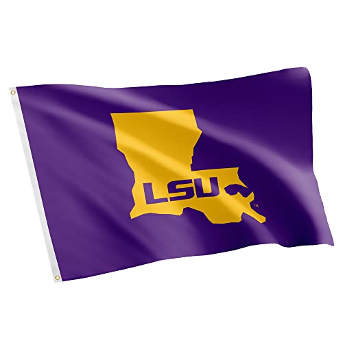 Desert Cactus Louisianna State University Flag - 3 x 5 Feet LSU Tigers Banner, Indoor/Outdoor Durable Fabric, 100% Polyester Design (Style 7) by Desert Cactus - Used condition - US$19.99