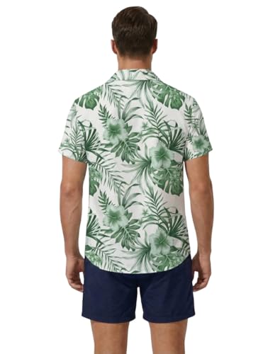 Image of DRESSFO Matchable Couples' Outfit Tropical Flower Leaf Print Button-up Shirt Or Strappy Dress