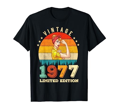 Vintage 45 Cumpleaños 1977 Edición Limitada Mujeres 45 Años Camiseta