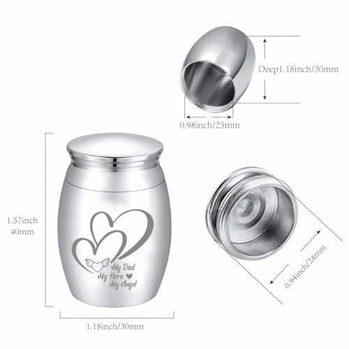 CREATCABIN Heart Engraving Small Keepsake Urn Pet Ashes Preserve Tiny Stainless Steel Cremation Urn Funeral Memorial Ashes Holder for Human Ashes Storage Waterproof Decorative Souvenir 1.57x1.18in - Image 2