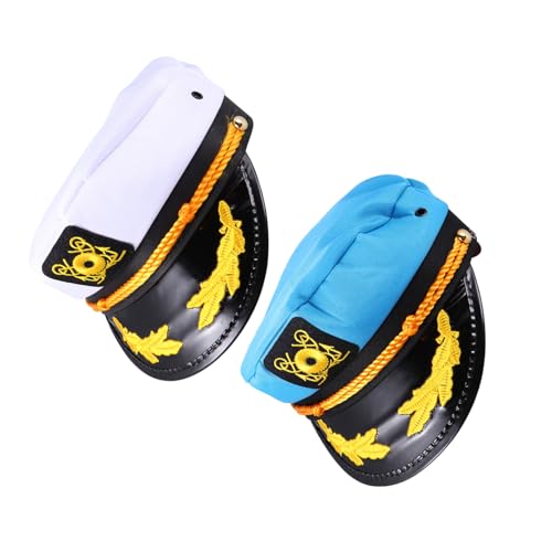 Uonlytech 2 Piezas Sombrero Capitán Marino Ajustable y Transpirable para Adultos Ligero y Duradero para Fiestas Temáticas Náuticas y Disfraces de Halloween