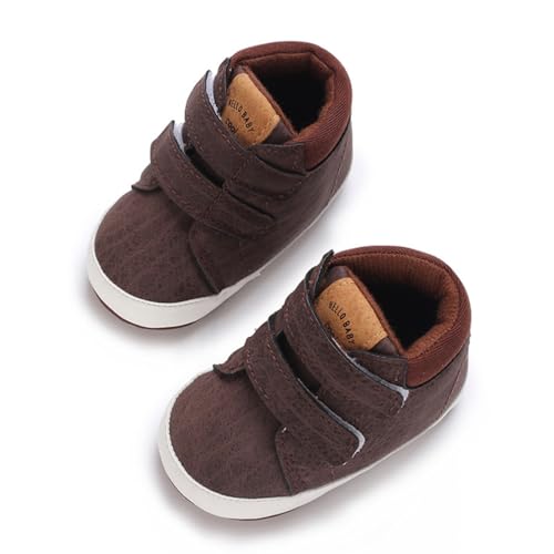 Image of Clowora Baby Boys Girls Shoes Non-Slip Rubber Sole Sneakers Infant First Walking Toddler Crib Shoes Newborn Loafers Flats. (15 /Coffee,0-6 Months)