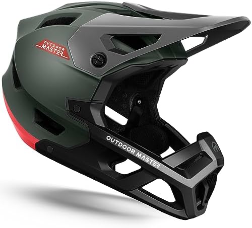 OutdoorMaster Full Face Mountain Bike Helmet for Men & Women-Two Removable Chin Pad Mountain Bike Helmet Grizzly, Ventilation Lightweight Racing Downhill DH BMX MTB Helmet