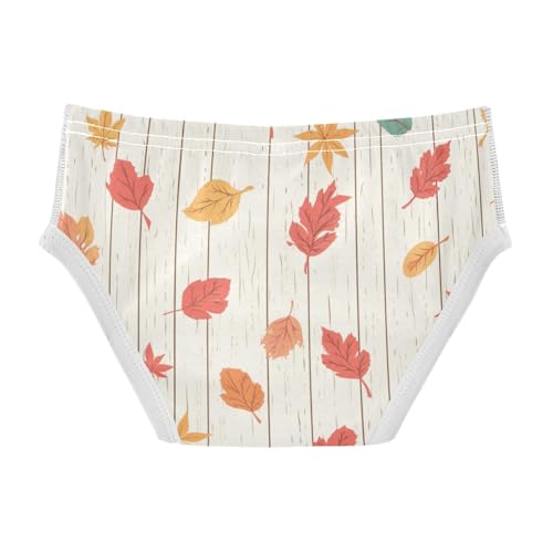 KLL Autumn Leaf on Old White Wooden Toddler Boys' Pure Cotton Underwear Breathable Children Undies2