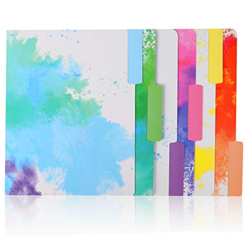 Letter Sized Decorative File Folders, Rainbow Watercolor Splash Design (9.5 x 11.5 in, 12 Pack)