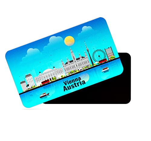 Image of dhcrafts Rectangular Rubber Fridge Magnet /Magnetic Card Blue Austria Vienna Design Pack of 1 (8.6cm x 5.4cm)