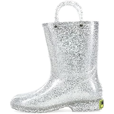 Western Chief Boy's Unisex Kids Girl's Glitter Waterproof Rain Boot, Silver, 13 UK Child Cover