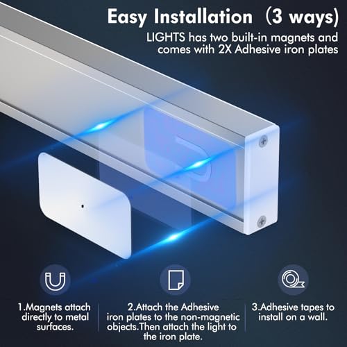 Image of Under Cabinet Lights 14.5 Inch,Under Cabinet Lighting 63LEDS 2500mAh,Motion Sensor Light Indoor Rechargeable Battery Operated,Dimmable Under Counter Lights for Kitchen,Drawers,Wardrobe,Stair Bedroom