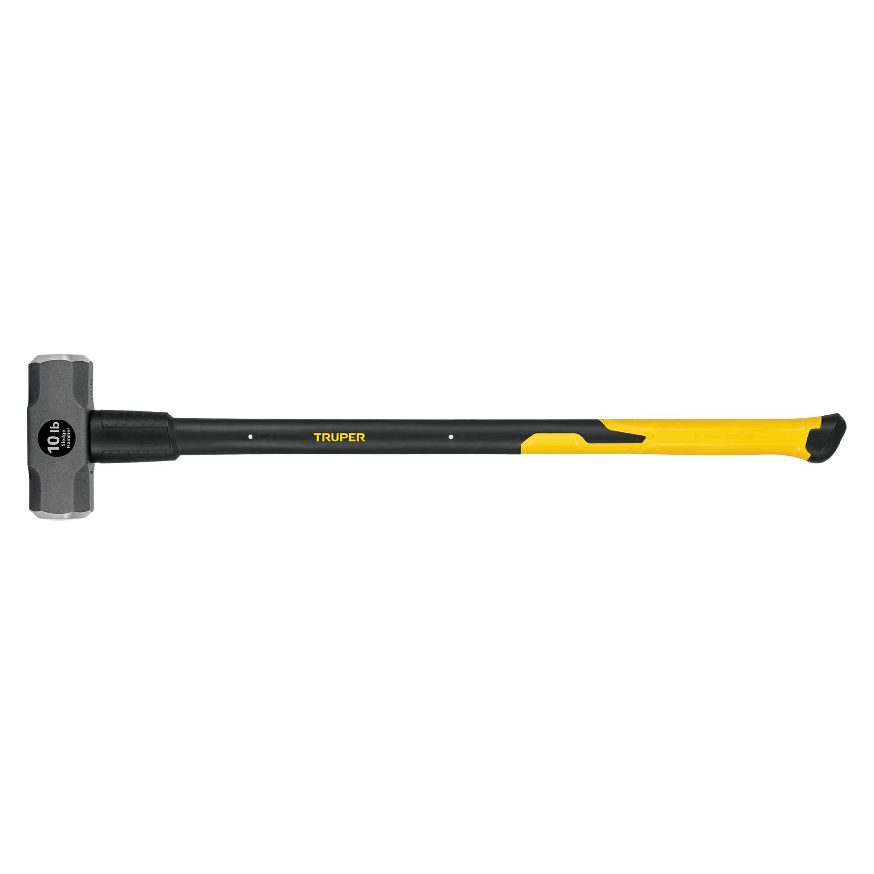 Truper 10 lb Sledge Hammer, 34-Inch Fiberglass Handle | Shock-Absorbing Cushion Grip, Professional-Grade Construction and Demolition Striking Tool (Model 30930 / MD-10F )