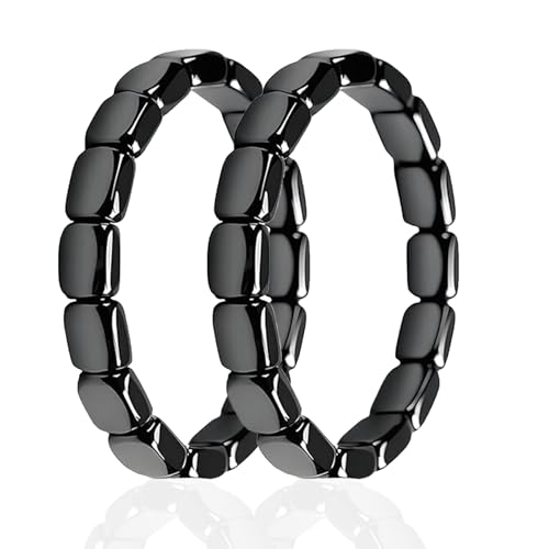 2 Pulseras Hematite Ajustables para Hombre miniatura 1