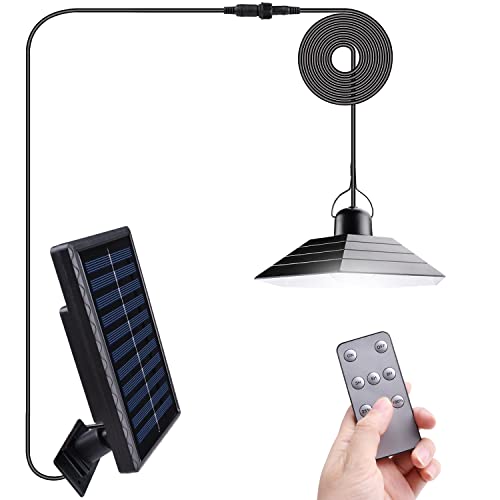 Lámpara Solar para Exterior con Mando a Distancia,Beinhome Lámpara Colgante Solar,400 Lúmenes con Sensor de Luz,Cable de 3m, IP65 Resistente al Agua,Panel Solar Ajustable,3 modos para jardín Camping Cover