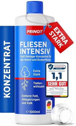 PRINOX 1000ml Fliesenreiniger & Fugenreiniger Konzentrat EXTRA STARK - Reiniger zum Entfernen von hartnäckigen Verschmutzungen, Kalk oder Seifenresten im Bad