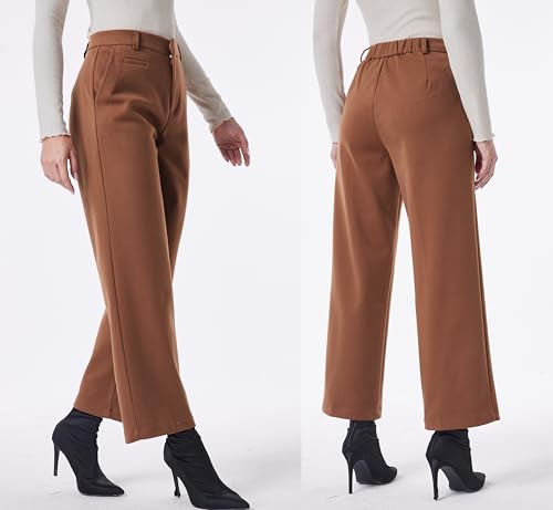 heipeiwa Women's Wool Blend Winter Pants Warm High Waist Dress Work Business Casual Slacks Pant3