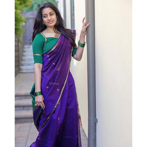 Image of Original Maheswari Cotton Silk Saree for Women | Kanjivaram Pure Silk Cotton Sari with Blouse | Zari Work | Tassels | Handloom Weave