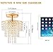 Modern Mini Crystal Chandelier, 3-Tier Raindrops Design Small Chandelier Light Fixture, Flush Mount Ceiling Light Fixture for Bedroom, Hallway, Living Room - E26 Base, Chandelier for Bedroom (Gold)