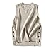 Maglione Senza Maniche Donna,Gilet Lavorati A Maglia Da Donna Pullover Con Scollo A V Beige Petto Laterale Maglione Senza Maniche Allentato Gilet Gilet In Maglia Autunno Inverno Maglioni Senza Manic