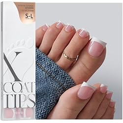 BTArtboxnails XCOATTIPS Toe Nail Tips - Lamp-Curable Sharp Square Pink Press On Toenails for Women, 150 Soak Off French Tip Toe Nail Extensions in 15 Sizes, Builder Gel & Top Coat Required