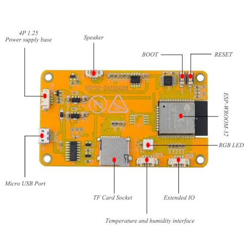 2 Pack ESP32-2432S028R Smart Display 2.8 inch 240X320 TFT with Resistive Touchscreen WiFi+BLE Dual Core ILI9341 Driver ESP32 Development Board for Arduino IoT - Image 5