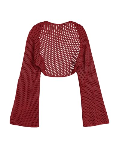 Image of Libsorge Womens Lightweight Crochet Knit Cardigan Spring 2026 Cropped Shrug Long Sleeve Hollow Out Cardigans