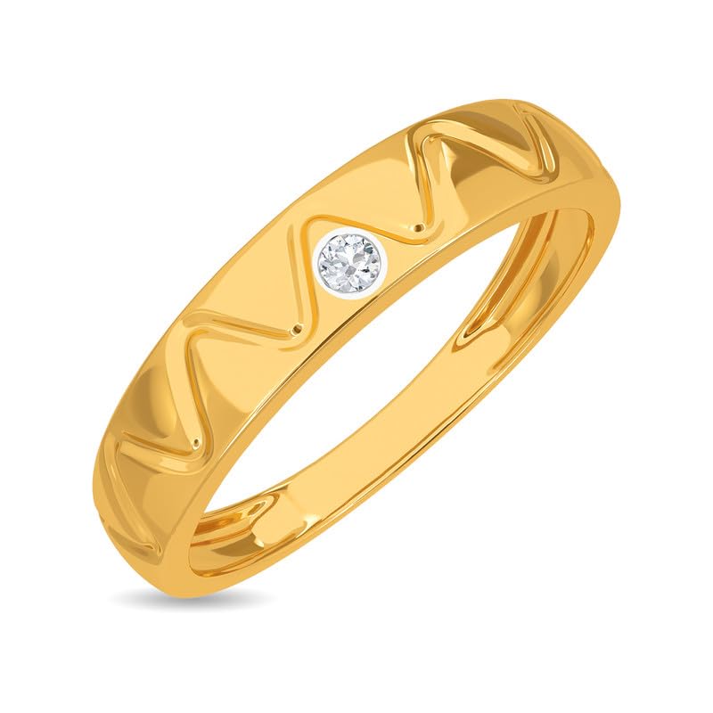 kisna 14K BIS Hallmark Pure Yellow Gold & SI Real Diamond Leeo Diamond Ring For Mens Size 14-picture-33