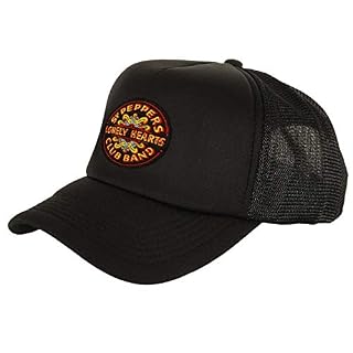 Men’s Beatles SGT Pepper Drum (Mesh Back) Trucker Cap Adjustable Black - Les Beatles, Paul McCartney, John Lennon, RIngo Starr, George Harrison