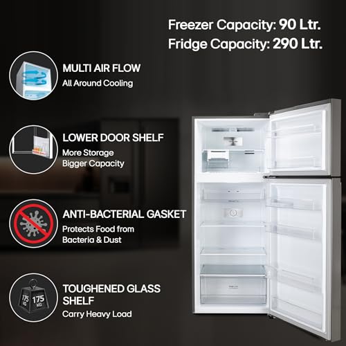 Image of LG Smart Choice, 380 L, 3 Star, Frost-Free Smart Inverter Double Door Refrigerator (GL-S412SPZX, Shiny Steel, Convertible with Express Freeze)
