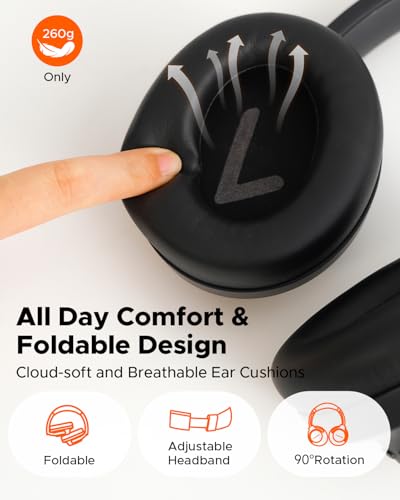 Truefree HF10 Hybrid Active Noise Cancelling Headphones, Wireless Over Ear Bluetooth 6.0 ANC Headset, 125 Hours Playtime, Spatial Audio, Deep Bass, App Custom EQ, Dual Connection, Comfort Fit Ear Cups - Image 5