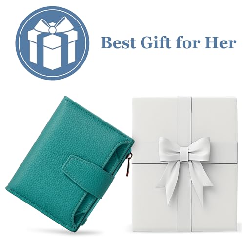 Image of Airkit Small Wallet Women RFID Blocking Leather Bifold Compact Card Holder Wallet for Women with Zipper Coin Pocket 4 ID Window