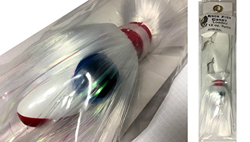 Blue Water Candy - Rock Fish Candy 12 oz Spire Mojo Lure Loaded with 9-Inch Swimbait Shad Body - Spire (White)