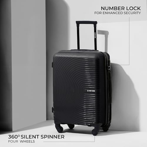Image of Stony Brook by Nasher Miles Crescent Hard-Sided Polypropylene Cabin Luggage Black 20 Inch 55Cm Spinner Trolley Bag
