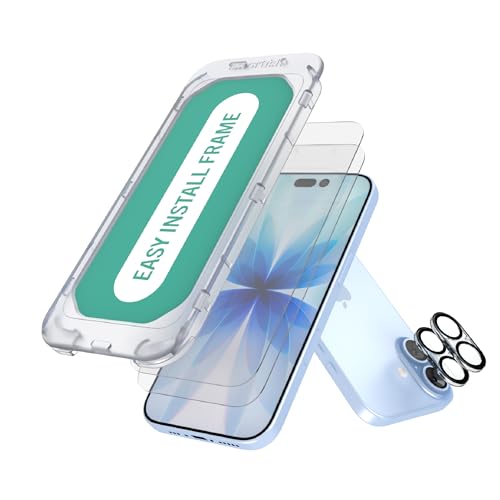 Image of Smartish iPhone 17 Screen Protector - 2-Pack Tempered Glass Screen Protectors + Camera Lens Covers - Tuff Sheet - 9H Easy Install Frame [Scratch Resistant] Case-Friendly for Apple iPhone 17