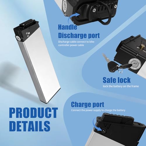 Image of 48v Ebike Battery 13Ah Folding Electric Bike Lithium Battery Pack with 30A BMS, Security Lock for 0-350W Motor Electric Bicycles Silver