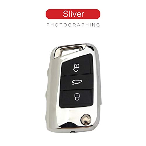 Generic Soft TPU Protection Key Case Cover for VW Volkswagen TIGUAN L Golf 7 GTE 2017 for Skoda Octavia i A7 RS Car Styling Key Shell Color Name Silver only case
