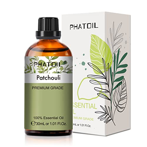 PHATOIL Aceite Esencial Pachulí 30ml, Aceites Esenciales Naturales Puros para Humidificador, Aceite de Pachulí para Difusor Aromaterapia Velas