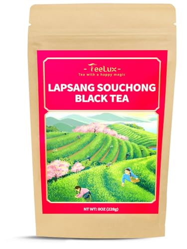 TeeLux Lapsang Souchong Tea Loose Leaf 228g Unique Smoked Black Tea from China Vegan Full-bodied Smoky Flavor Lapsang Souchong Loose Leaf Black Tea