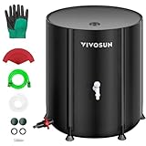 VIVOSUN Collapsible Rain Barrel, 100 Gallon Water Storage Tank with 1000D Oxford Cloth, Portable Rain Collection System Includes Two Spigots and Overflow Kit, Black
