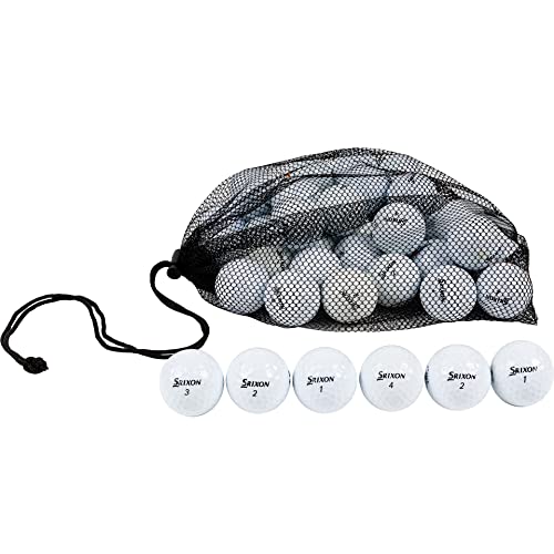 Clean Green Golf Balls 12-48 Recycled Used Srixon Q-Star Golf Ball Mix - Good Condition Graded Balls - Includes Golfballs And Mesh Carrying Bag (24)