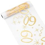 OSDUE 60th Birthday Table Runner, 28cmX10m Gold Thin Mesh Runner Roll, 60 Years Old Party Decorations, Table Cover for Birthday Anniversary Celebration Party - Image 1