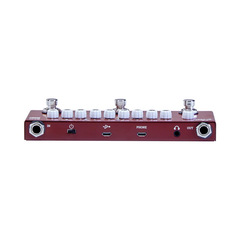 EKO GUITARS - BAIO A PEDALE MULTIEFFETTO CON IR INTEGRATI PER CHITARRA ACUSTICA, CLASSICA E BASSO ACUSTICO, 8 IR, Controlli Tono, Compressore, 2 Eff. Modulazione, 2 Eff. Ritardo, Live/Preset
