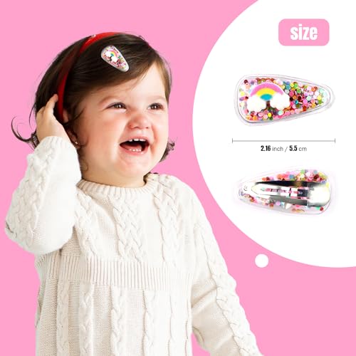 Image of kapimo Kids Girls Hair Clips Cartoon Glitter Sequin Snap Tic Tac Mix Set for Toddlers Colourful Designs for School Party Daily Use Hair Accessories Pack