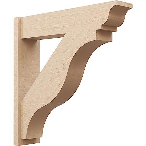 Ekena Millwork 8"W x 36"D x 36"H Funston Traditional Rough Cedar Woodgrain TimberThane Outlooker, Primed Tan