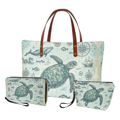 Image of Top Handle Purse for Women, Large Tote Handbag With PU Wallet Set, Gift for Mom