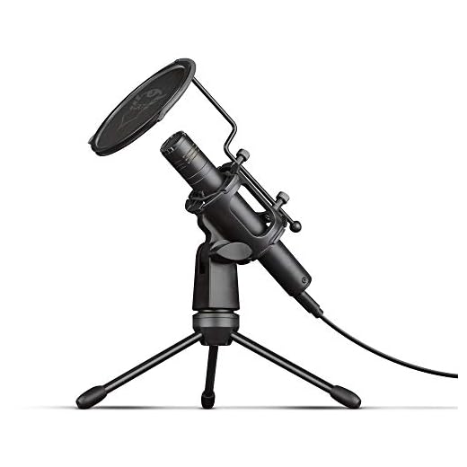 Trust Gaming USB PC Mikrofon mit Dreibeinstativ und Popfilter für Streaming GXT 241 Velica, Podcast, Stream, ASMR, YouTube, PC/Laptop/Computer - Schwarz
