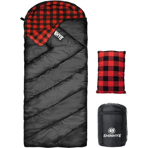 ShinHye 0 Degree Sleeping Bag for Adults - Cotton Flannel 4 Season Cold Weather Winter, XXL Big and...