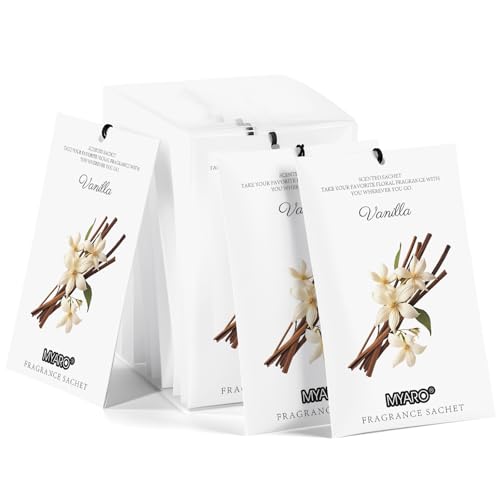 Image of MYARO 12 Packs Vanilla Scented Sachets for Drawer and Closet, Long-Lasting Closet Sachet Bags Drawer Deodorizers Fresh Scents, Home Fragrance for Lover
