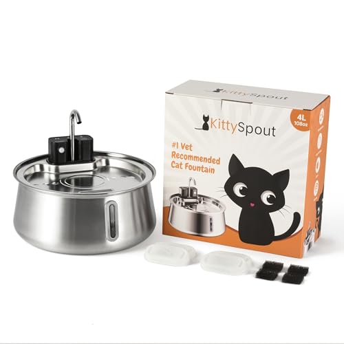 The KittySpout Stainless Steel Wireless Cat Water Fountain 4L/108oz