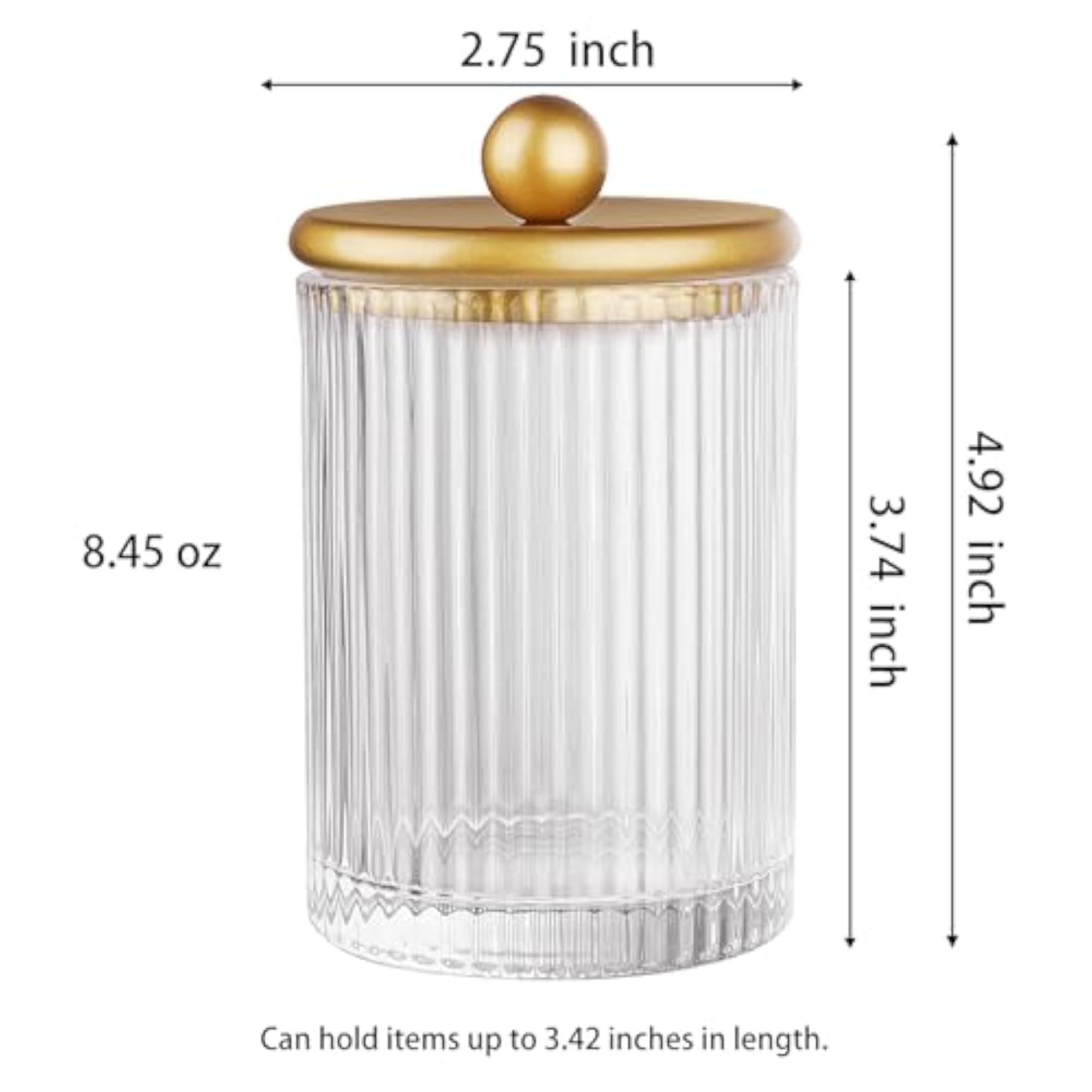 Apothecary Glass Jar, Bathroom Organiser for Qtips and Cotton Swabs